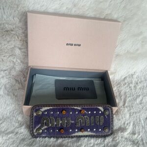 Miu Miu Embellished Leather Pin
